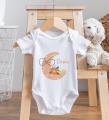 BK Kids Kişiye Özel İsimli Bebek Body Zıbın ve Mama Önlüğü Hediye Seti - Model 8