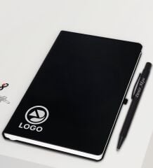 BK Gift Kişiye Özel Logolu Siyah Termos, Kupa, Defter, Tükenmez Kalem Kurumsal Hediye Seti-1 | Kurumsal Welcome Kit, Yeni iş Hediyesi
