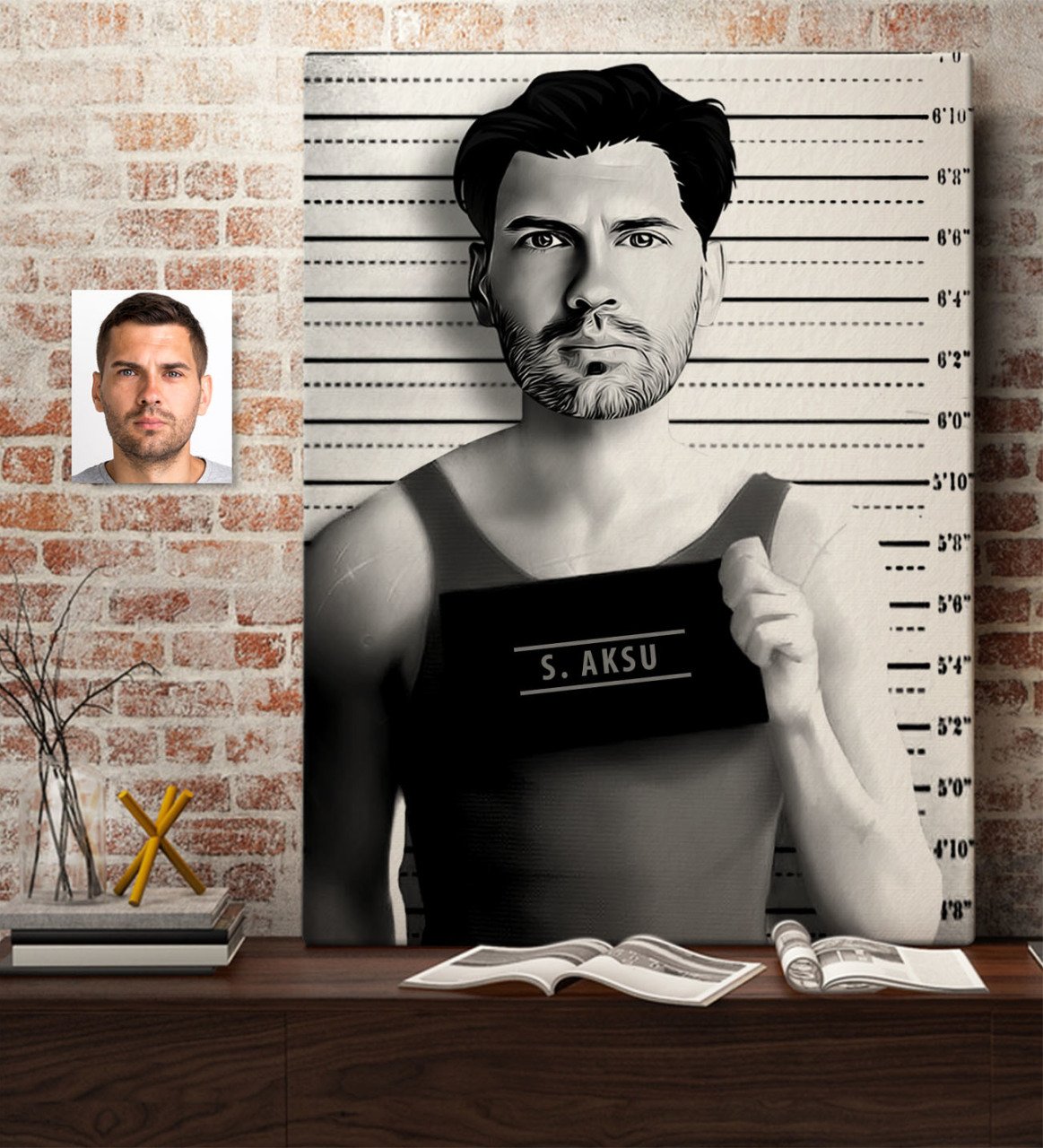 Kişiye Özel Erkek Kriminal Karikatürlü Kanvas Tablo 50x70cm-1