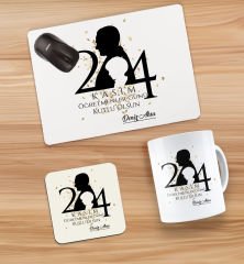 BK Gift Kişiye Özel İsimli Öğretmenler Günü Tasarımlı Kupa, Bardak Altlığı ve Mousepad Hediye Seti - 5, Öğretmene Hediye, Öğretmenler Günü