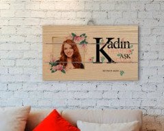Kişiye Özel İsimli Fotoğraflı Kadınlar Günü Otantik Ahşap Palet Tablo-3