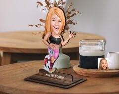 BK Gift Kişiye Özel Kadın Koşucu Karikatürlü Ahşap Biblo-2 , Arkadaşa Hediye , Sevgiliye Hediye, Kişiye Özel Biblolar