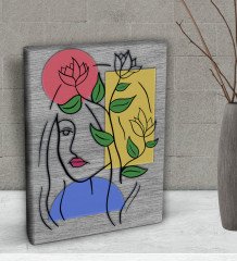 BK Gift Woman Line Tasarımlı Dekoratif Mini Kanvas Tablo 15x20cm-4