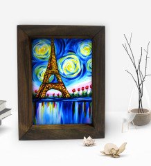 BK Gift Van Gogh Tasarımlı Dekoratif Doğal Masif Ahşap Çerçeve 15x20cm-1