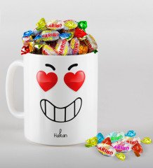 Kişiye Özel Sevgililer Günü Beyaz Kupa ve Haribo Şeker Hediye Seti-101
