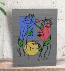 BK Gift Woman Line Tasarımlı Dekoratif Mini Kanvas Tablo 15x20cm-5