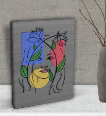 BK Gift Woman Line Tasarımlı Dekoratif Mini Kanvas Tablo 15x20cm-5