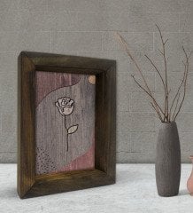 BK Gift Rose Tasarımlı Dekoratif Doğal Masif Ahşap Çerçeve 15x20cm-1