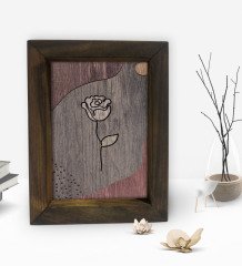BK Gift Rose Tasarımlı Dekoratif Doğal Masif Ahşap Çerçeve 15x20cm-1