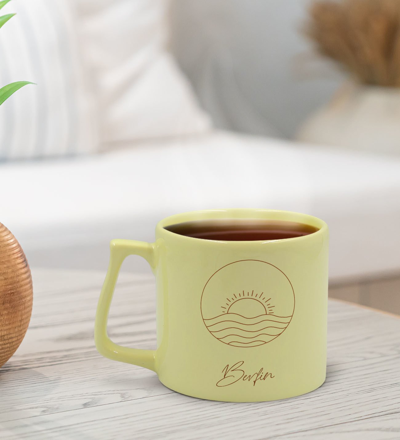 BK Gift Kişiye Özel İsimli Pastel Sarı Middle Kupa Bardak, Arkadaşa Hediye, Ev Hediyesi, Doğum Günü Hediyesi, Ofis Hediyesi-7