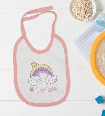 BK Kids Kişiye Özel Pembe Bebek Mama Önlüğü - Model 159