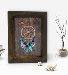 BK Gift Rüya Kapanı Tasarımlı Dekoratif Doğal Masif Ahşap Çerçeve 15x20cm-1