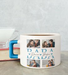 BK Gift Kişiye Özel Fotoğraflı Babalar Günü Tasarımlı Mavi Kulplu Çay & Kahve Fincanı-2, Babaya Hediye, Babalar Günü Hediyesi