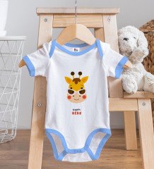 BK Kids Super Hero Tasarımlı Mavi Bebek Body Zıbın-1