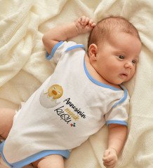BK Kids Annesinin Minik Kuşu Tasarımlı Mavi Bebek Body Zıbın-1