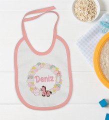 BK Kids Kişiye Özel Pembe Bebek Mama Önlüğü - Model 160