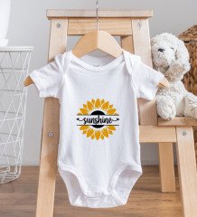 BK Kids Sunshine Tasarımlı Bebek Body Zıbın ve Mama Önlüğü Hediye Seti - Model 1