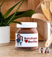 BK Gift Sevgiliye Özel İsimli Papatya Kolye ve Karikatürlü Nutella 400gr. Hediye Seti, Sevgililer Günü Hediye, Doğum Günü Hediyesi, Sevgiliye Hediye-4