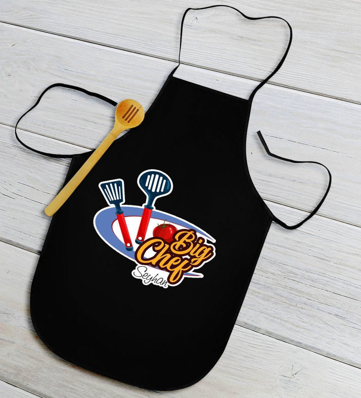 Kişiye Özel Big Chef Siyah Mutfak Önlüğü-1