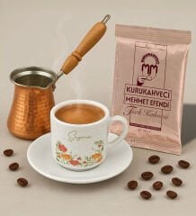 BK Gift Kişiye Özel İsimli Çiçek Tasarımlı Türk Kahvesi Fincanı & Bakır Cezve & Türk Kahvesi Seti-4, Arkadaş Hediye, Sevgiliye Hediye
