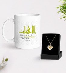 Kişiye Özel Din Kültürü Ve Ahlak Bilgisi Öğretmeni Beyaz Kupa ve Papatya Kolye Hediye Seti-2