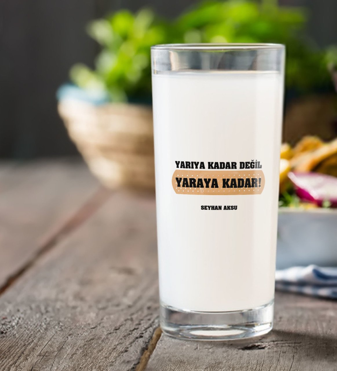 Kişiye Özel Renkli Baskılı Yarıya Kadar Değil Yaraya Kadar Rakı Bardağı-1
