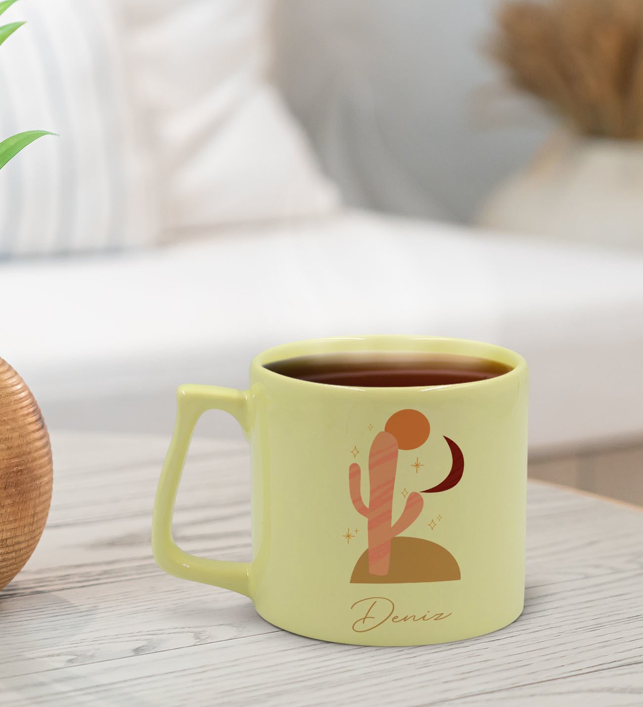 BK Gift Kişiye Özel İsimli Pastel Sarı Middle Kupa Bardak, Arkadaşa Hediye, Ev Hediyesi, Doğum Günü Hediyesi, Ofis Hediyesi-11