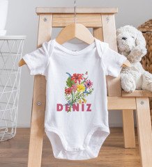 BK Kids Kişiye Özel İsimli Bebek Body Zıbın ve Mama Önlüğü Hediye Seti - Model 9