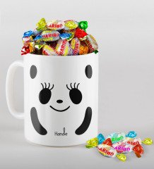 Kişiye Özel Sevgililer Günü Beyaz Kupa ve Haribo Şeker Hediye Seti-106