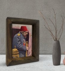 BK Gift Sultan II Abdülhamid Han Tasarımlı Dekoratif Doğal Masif Ahşap Çerçeve 15x20cm-4