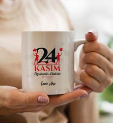 BK Gift Kişiye Özel İsimli Öğretmenler Günü Tasarımlı Kupa, Bardak Altlığı ve Mousepad Hediye Seti - 12, Öğretmene Hediye, Öğretmenler Günü