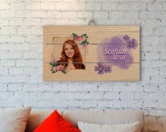 Kişiye Özel İsimli Fotoğraflı Kadınlar Günü Otantik Ahşap Palet Tablo-11