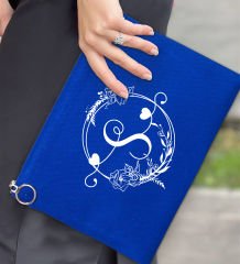 BK Gİft Kişiye Özel Harfli Astarlı Mavi Portföy Çanta 30x21cm, Baskılı El Çantası, Organizer Çanta