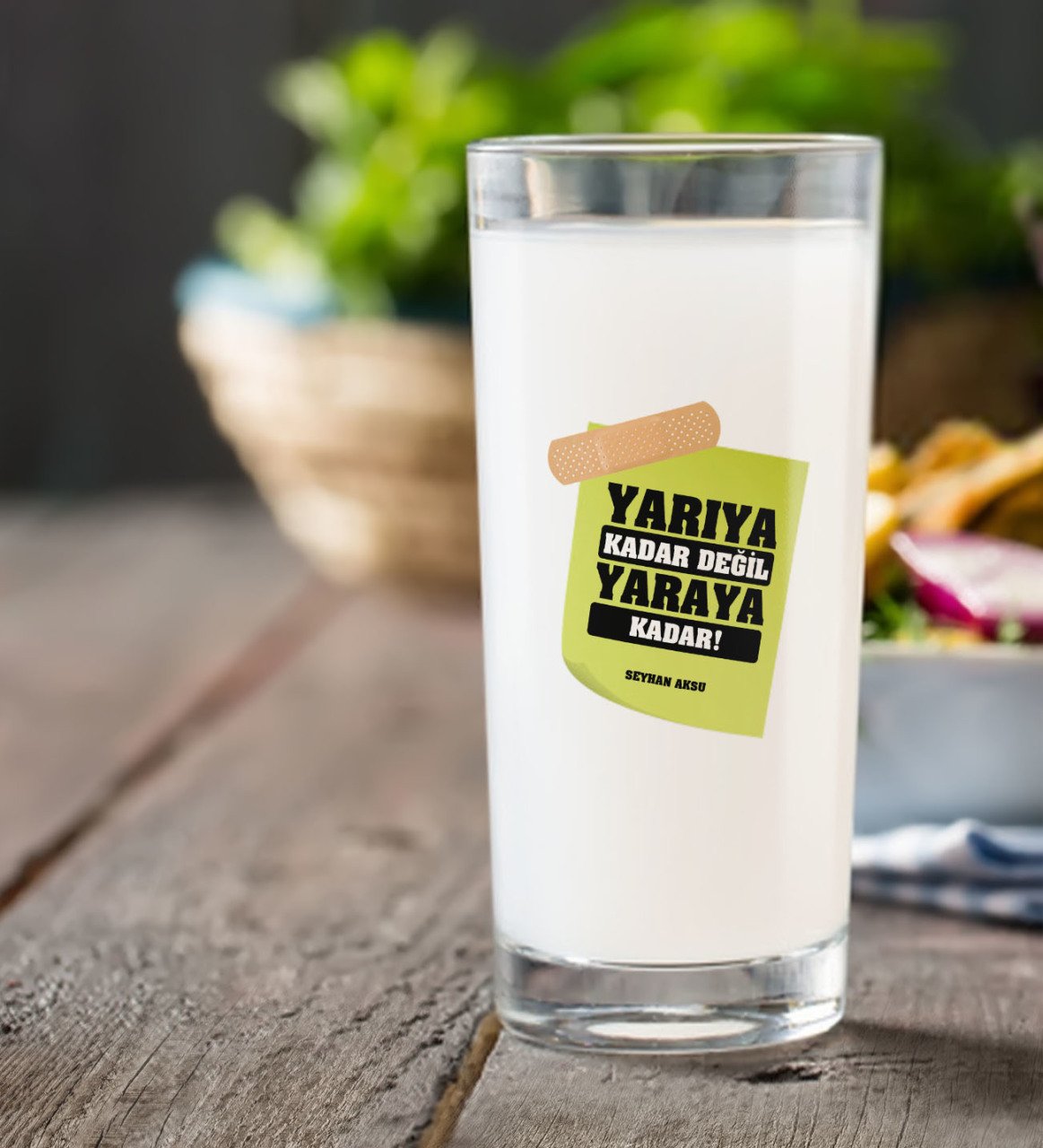 Kişiye Özel Renkli Baskılı Yarıya Kadar Değil Yaraya Kadar Rakı Bardağı-3