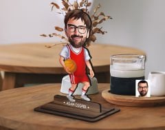 BK Gift Kişiye Özel Basketbol Karikatürlü Ahşap Biblo-5 , Arkadaşa Hediye , Sevgiliye Hediye, Kişiye Özel Biblolar