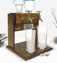 Kişiye Özel Renkli Baskılı İsimli İkili Rakı Bardağı ve Çift Musluklu Doğal Ahşap Rakı Standı-18