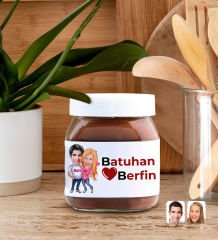 BK Gift Sevgiliye Özel İsimli Papatya Kolye ve Karikatürlü Nutella 400gr. Hediye Seti, Sevgililer Günü Hediye, Doğum Günü Hediyesi, Sevgiliye Hediye-8