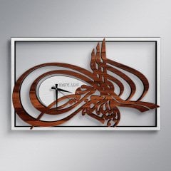 Kişiye Özel İsimli Osmanlı Tuğrası Ahşap Duvar Saati (Model A4)