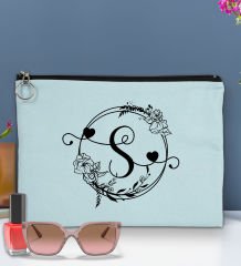 BK Gİft Kişiye Özel Harfli Astarlı Açık Mavi Portföy Çanta 30x21cm, Baskılı El Çantası, Organizer Çanta