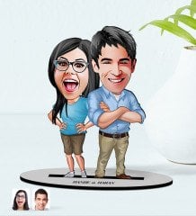 Kişiye Özel İsimli Sevgililer Karikatürlü Ahşap Biblo Model-101