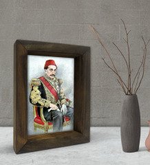 BK Gift Sultan II Abdülhamid Han Tasarımlı Dekoratif Doğal Masif Ahşap Çerçeve 15x20cm-6