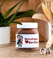 BK Gift Sevgiliye Özel İsimli Papatya Kolye ve Karikatürlü Nutella 400gr. Hediye Seti, Sevgililer Günü Hediye, Doğum Günü Hediyesi, Sevgiliye Hediye-9