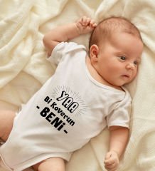 BK Kids Koverun Beni Tasarımlı Beyaz Bebek Body Zıbın-1