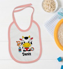 BK Kids Kişiye Özel Pembe Bebek Mama Önlüğü - Model 167