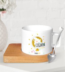 Kişiye Özel Coğrafya Öğretmeni Ahşap Altlıklı Seramik Fincan-3