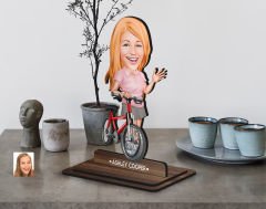 BK Gift Kişiye Özel Bisiklet Sürücüsü Karikatürlü Ahşap Biblo-5 , Arkadaşa Hediye , Sevgiliye Hediye, Kişiye Özel Biblolar