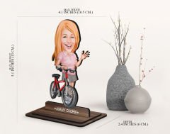 BK Gift Kişiye Özel Bisiklet Sürücüsü Karikatürlü Ahşap Biblo-5 , Arkadaşa Hediye , Sevgiliye Hediye, Kişiye Özel Biblolar