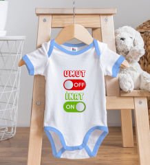 BK Kids Umut Off Tasarımlı Mavi Bebek Body Zıbın ve Mama Önlüğü Hediye Seti-1