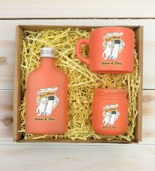 BK Gift Kişiye Özel İsimli DTF Best Friend Temalı Somon Kahve Fincanı & Kolonya & Mum Hediye Seti-4, Arkadaşa Hediye, Doğum Günü Hediyesi