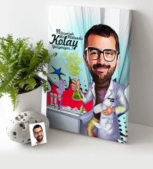 Kişiye Özel Bay Kimya Mühendisi Karikatür Kanvas Tablo (30 x 50 cm.) 1